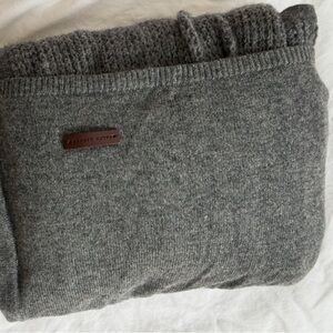 Ralph Lauren Gray Cashmere Blend Travel Throw Blanket